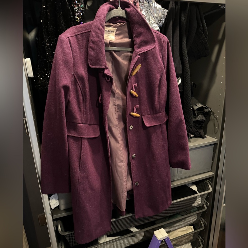 Purple Old Navy Coat with toggle buttons. Size Large